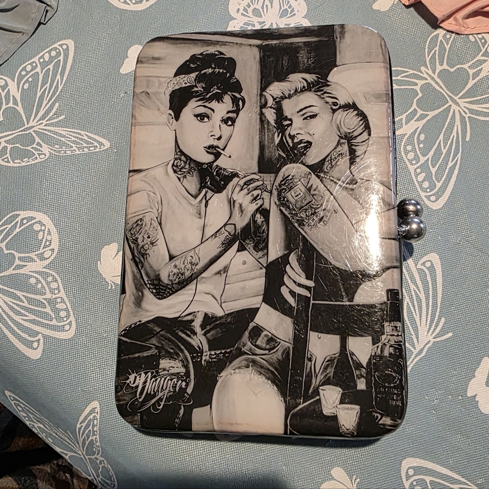 Black and White Clutch with Iconic Print